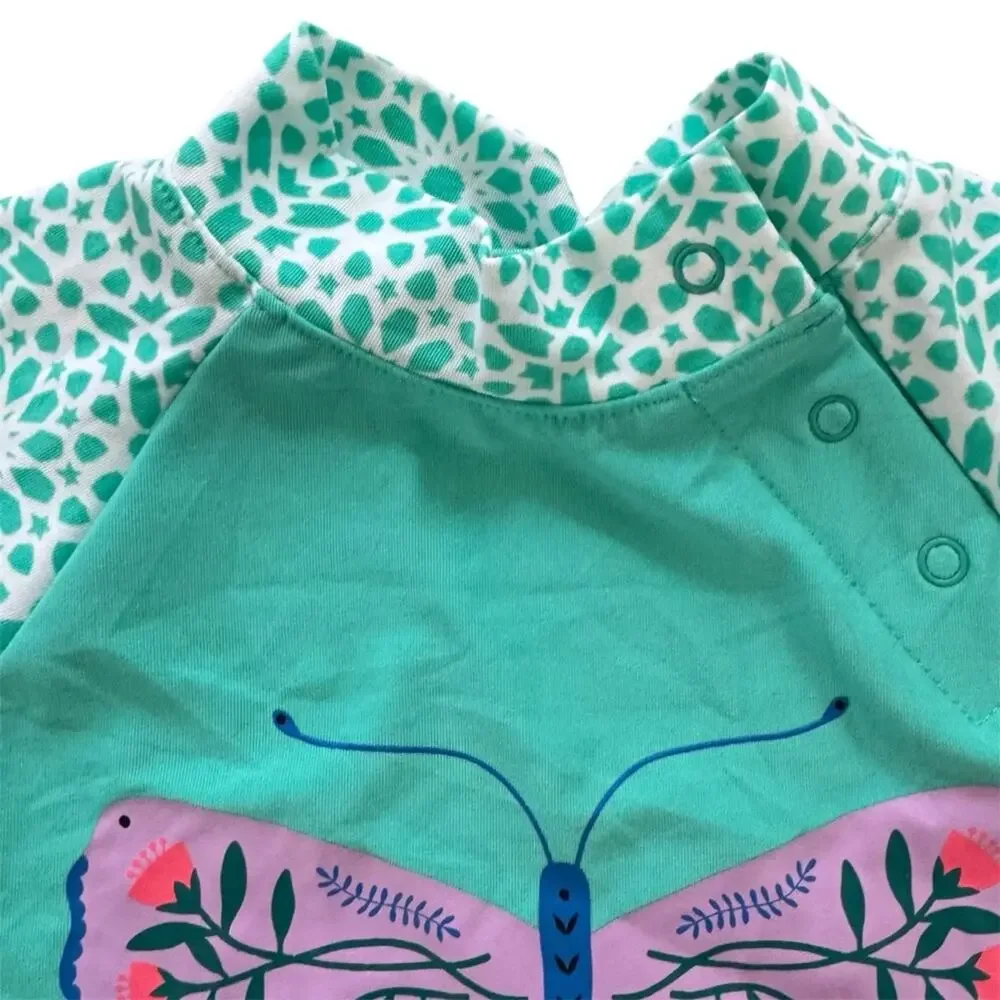 Coolibar Baby Beach One Piece Swimsuit UPF 50+ Mint Botanical Butterfly 12-18 M